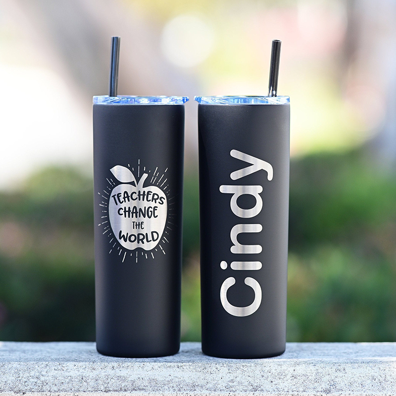 Personalized Apple-Shaped Teachers Change The World Teacher Tumbler