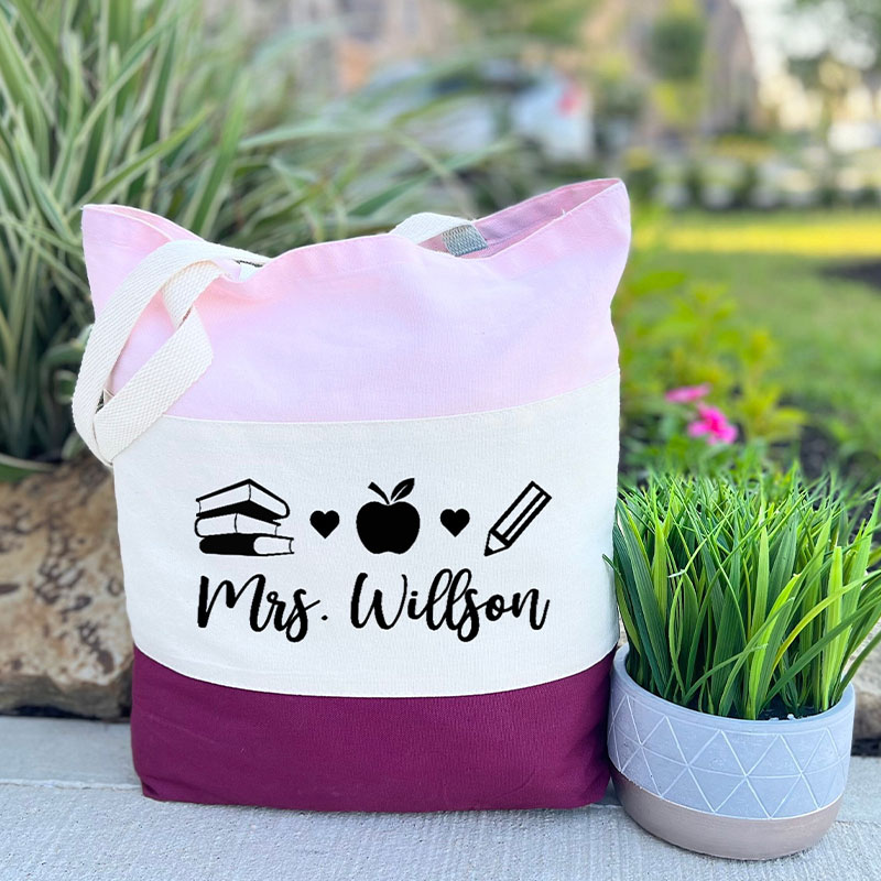 Personalized Book Lover Teacher Tote Bag